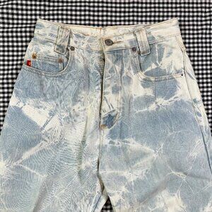 Vintage Pop Jeans 90s High Rise Bleach Splatter Tie Dye Cotton Denim Size 5 / 6